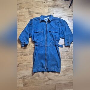 Avon Blue Denim Zip-Front Utility Dress